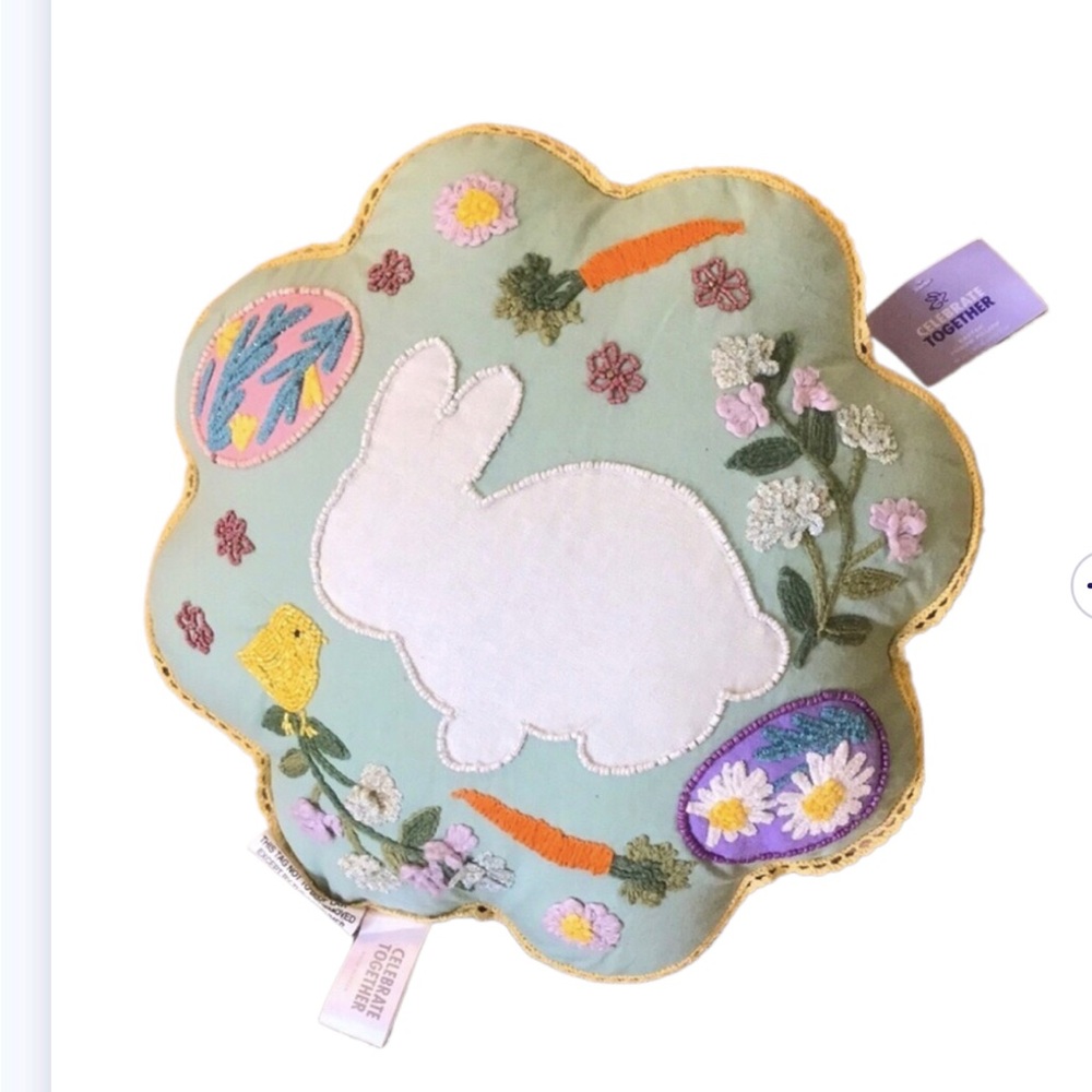 Celebrate Together Easter Bunny Embroidered Throw Pillow